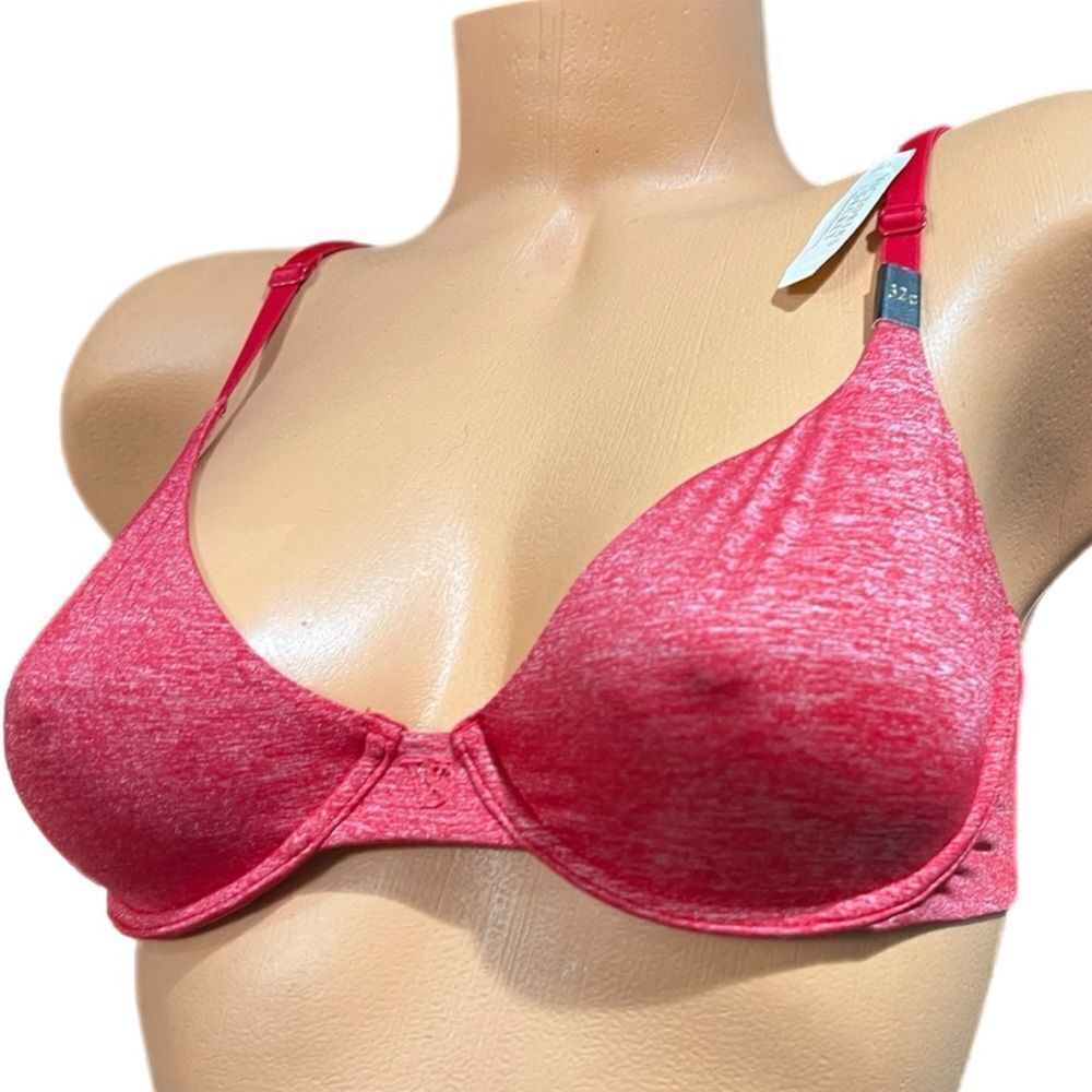 Victoria’s Secret Unlined Semi Demi soft smooth bra marled Red 32C